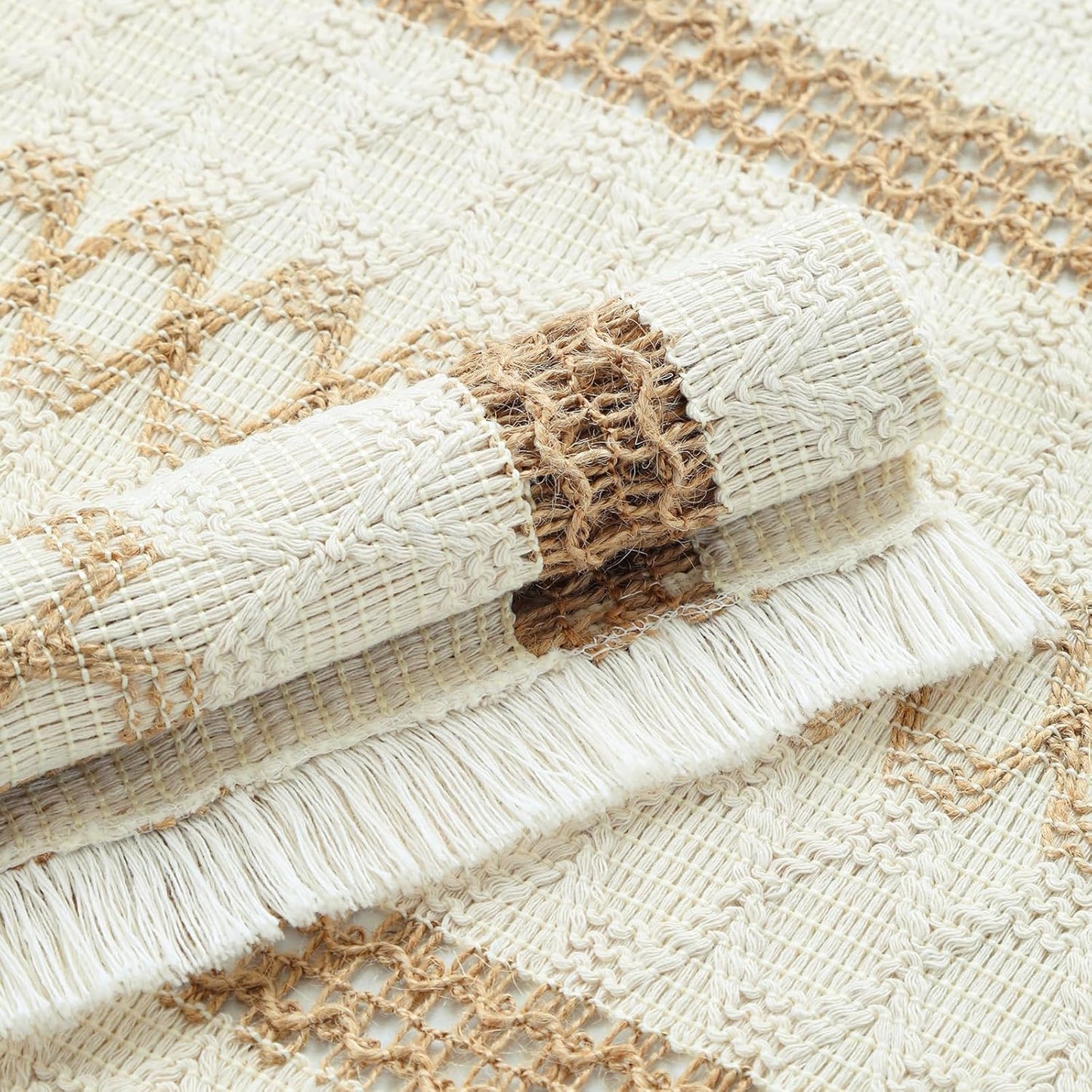 YANGQIHOME Boho Placemats Set of 8, Farmhouse Rustic Woven Placemats for Dining Table Decor, Handmade Braided Place