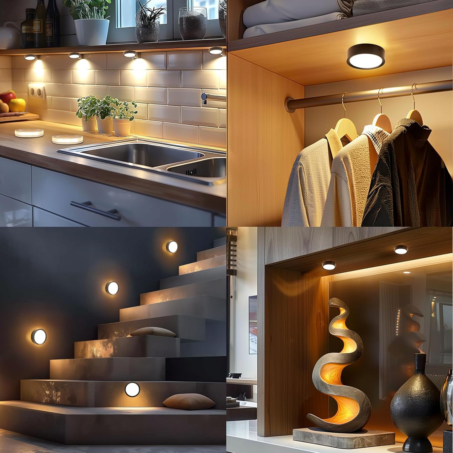 DAMI Under Cabinet Lighting with Remote Control, Rechargeable Battery Operated Wireless Shelf Lights, Locker Lights