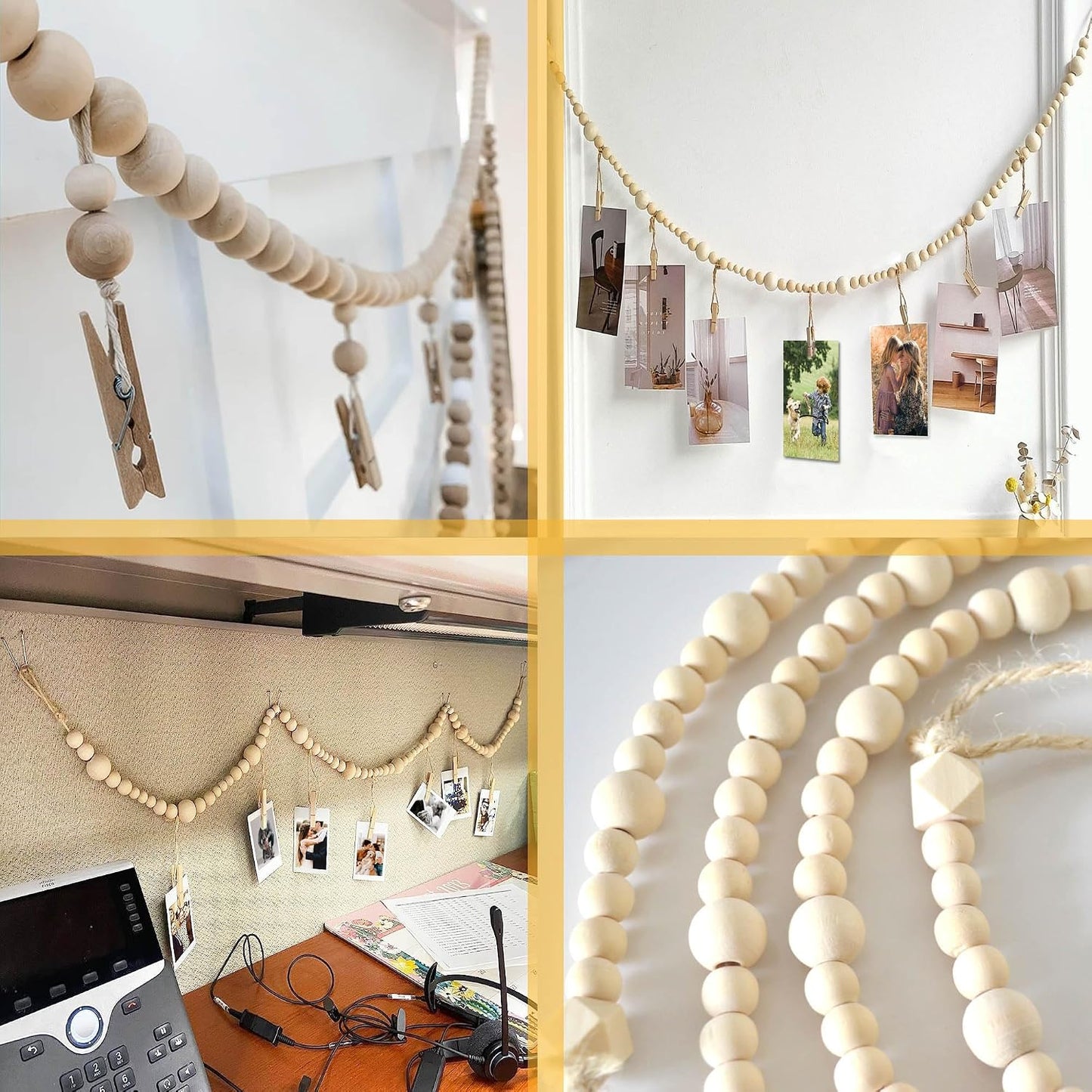Wooden Beads Garland / 8ft Nature