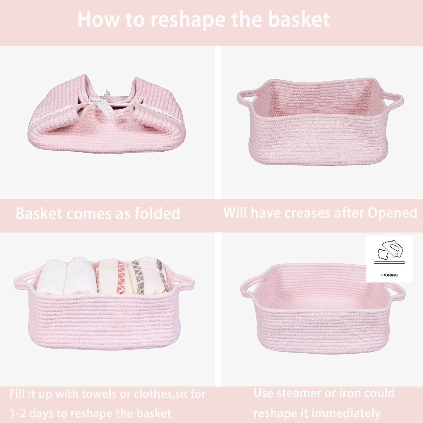 Woven Cotton Rope Storage Basket / Light Pink