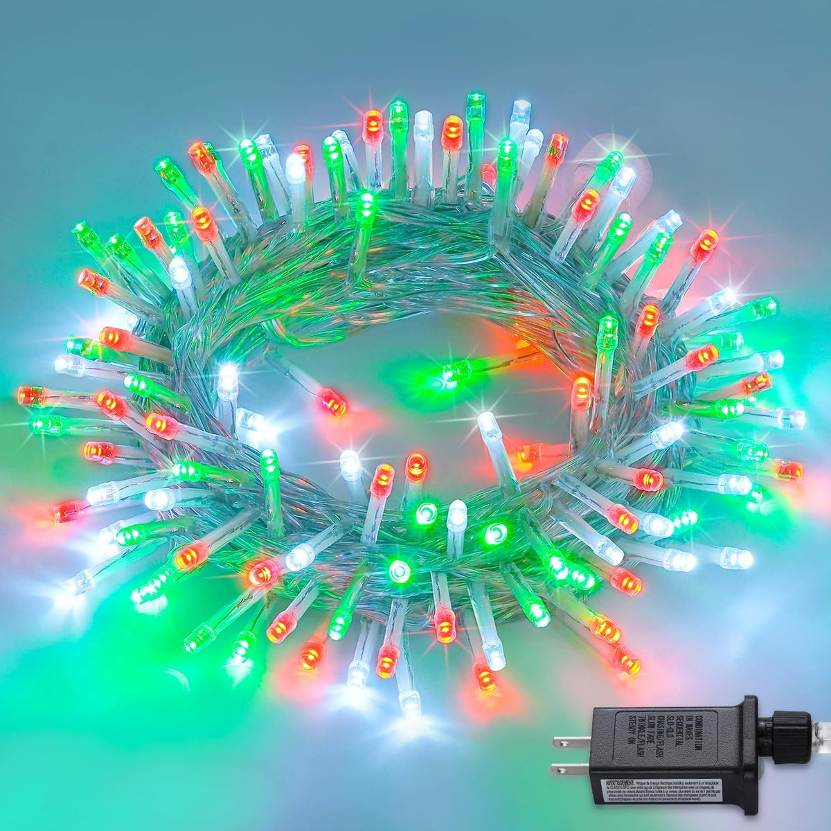JMEXSUSS Connectable Red White and Green Christmas Lights