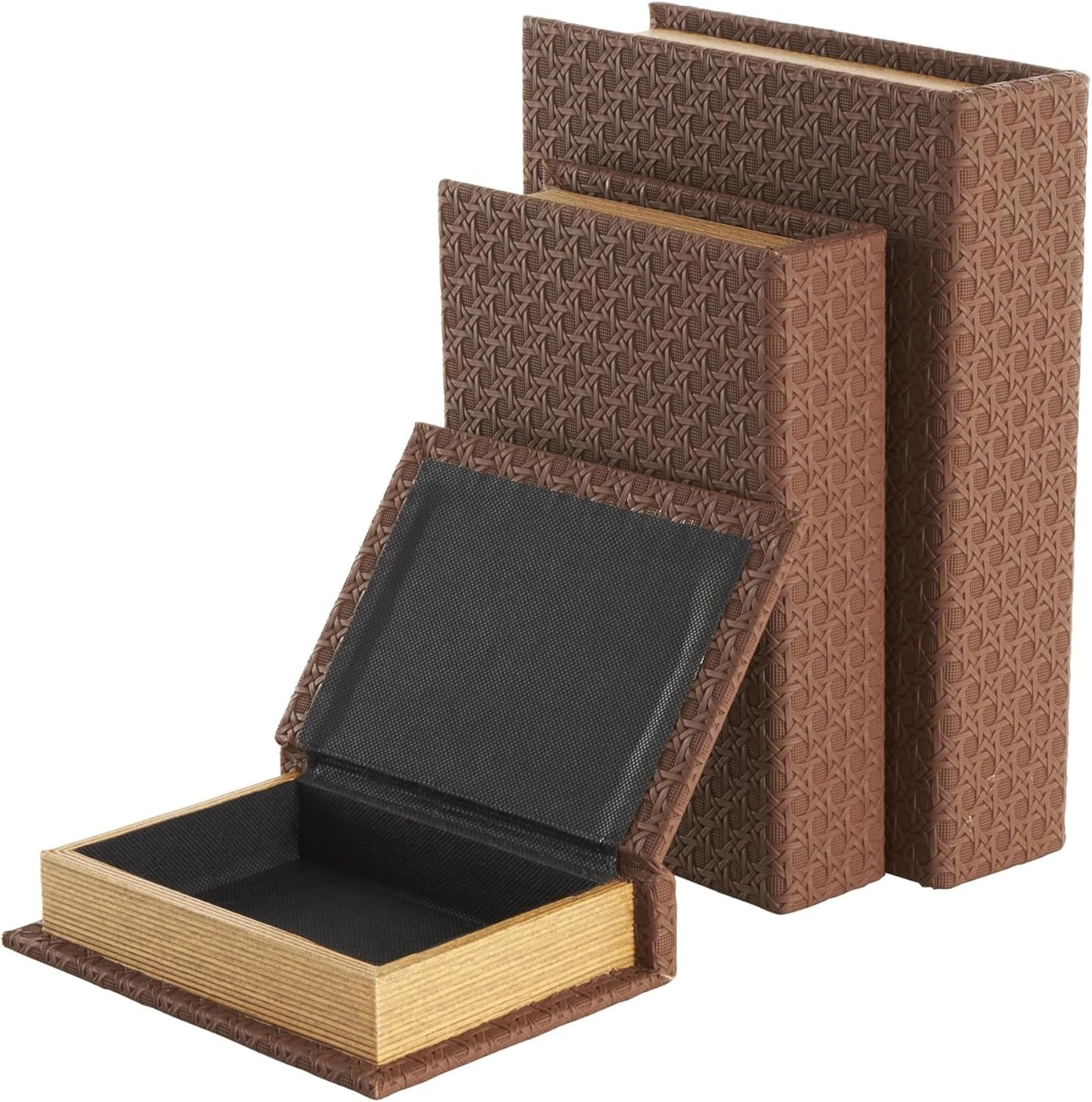 Faux Leather Decorative Box Book Shaped Book Shaped / Brown / 12", 10", 8"H / 8 Inch / Set of 3