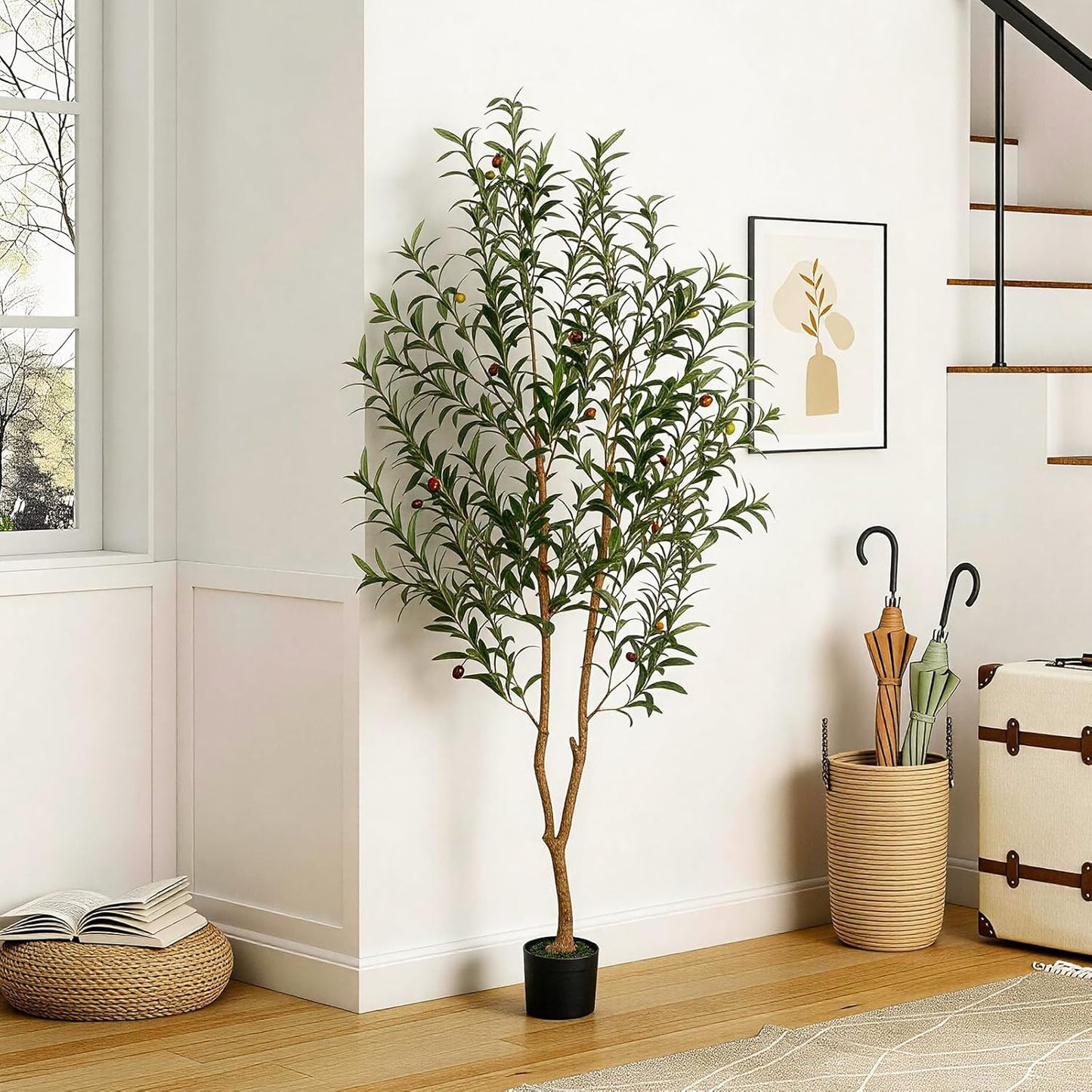 Artificial Plants / Tall Faux Olive Tree / 6ft / Natural / 6 Inch