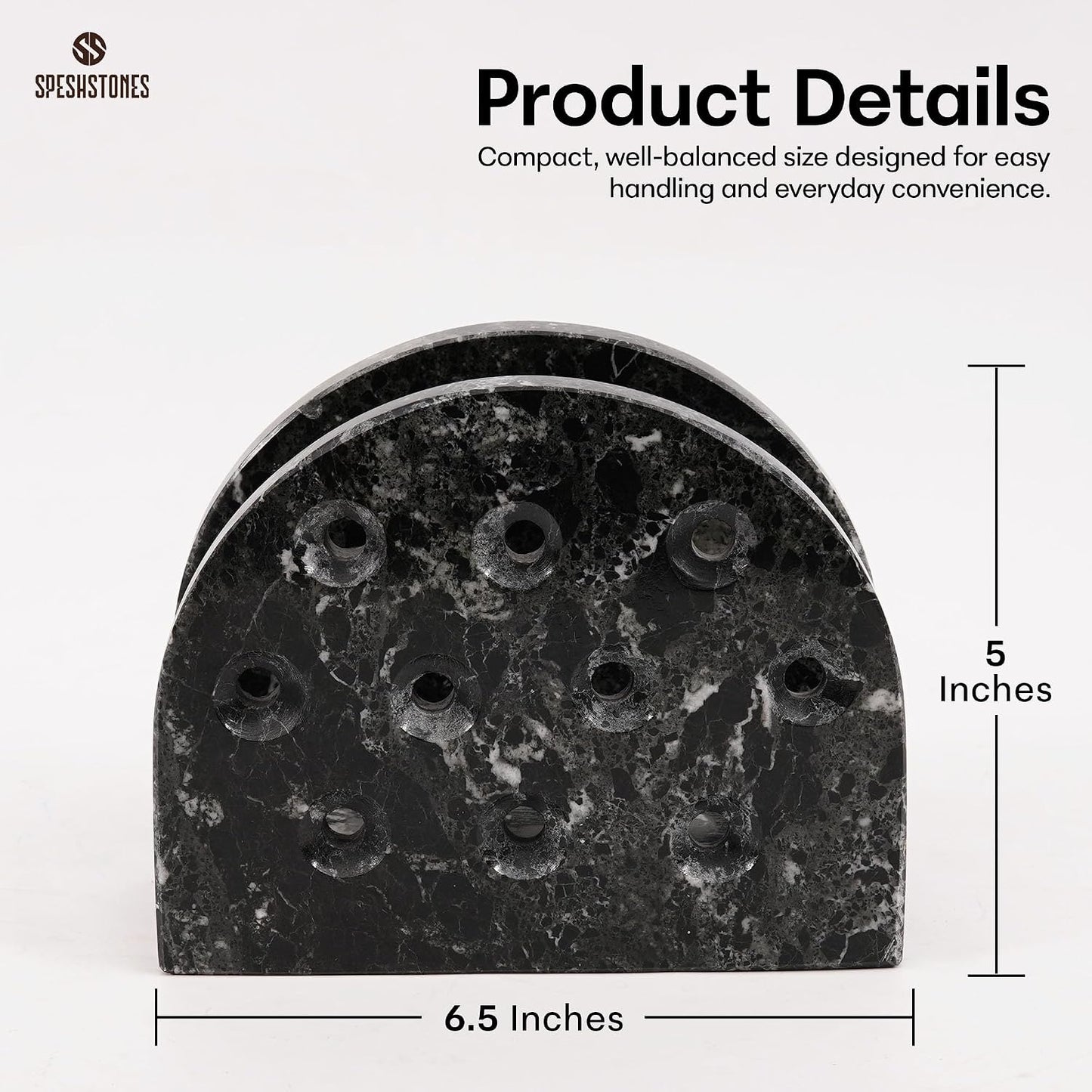 Marble Napkin Holder / Black / 6.5 Inch