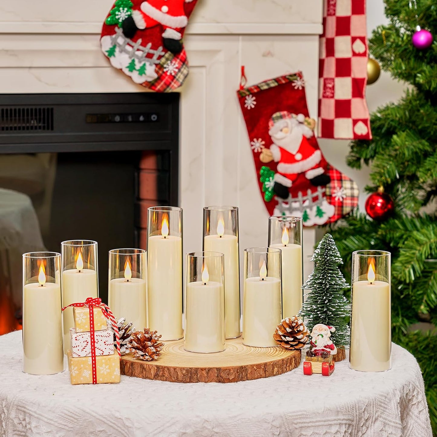 Amagic Ivory Flameless Candles with Remote, Battery Operated Candles with Timer, Acrylic Plexiglass Flickering LED Fake