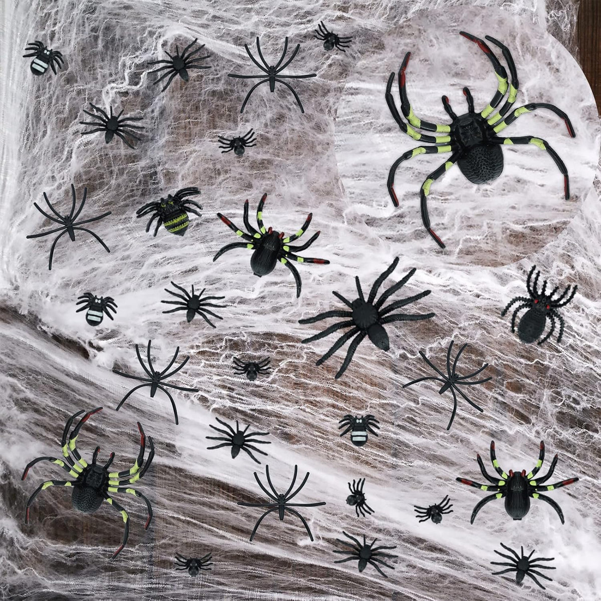 1000 sqft Spider Webs Halloween Decorations with 77 Fake Spiders