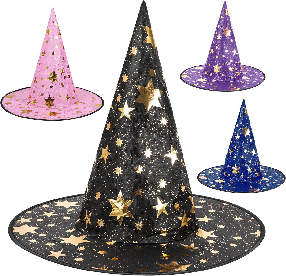 4pcs Witch Hat, Wizard Hat for Women Men, Witches Hat Halloween Decor
