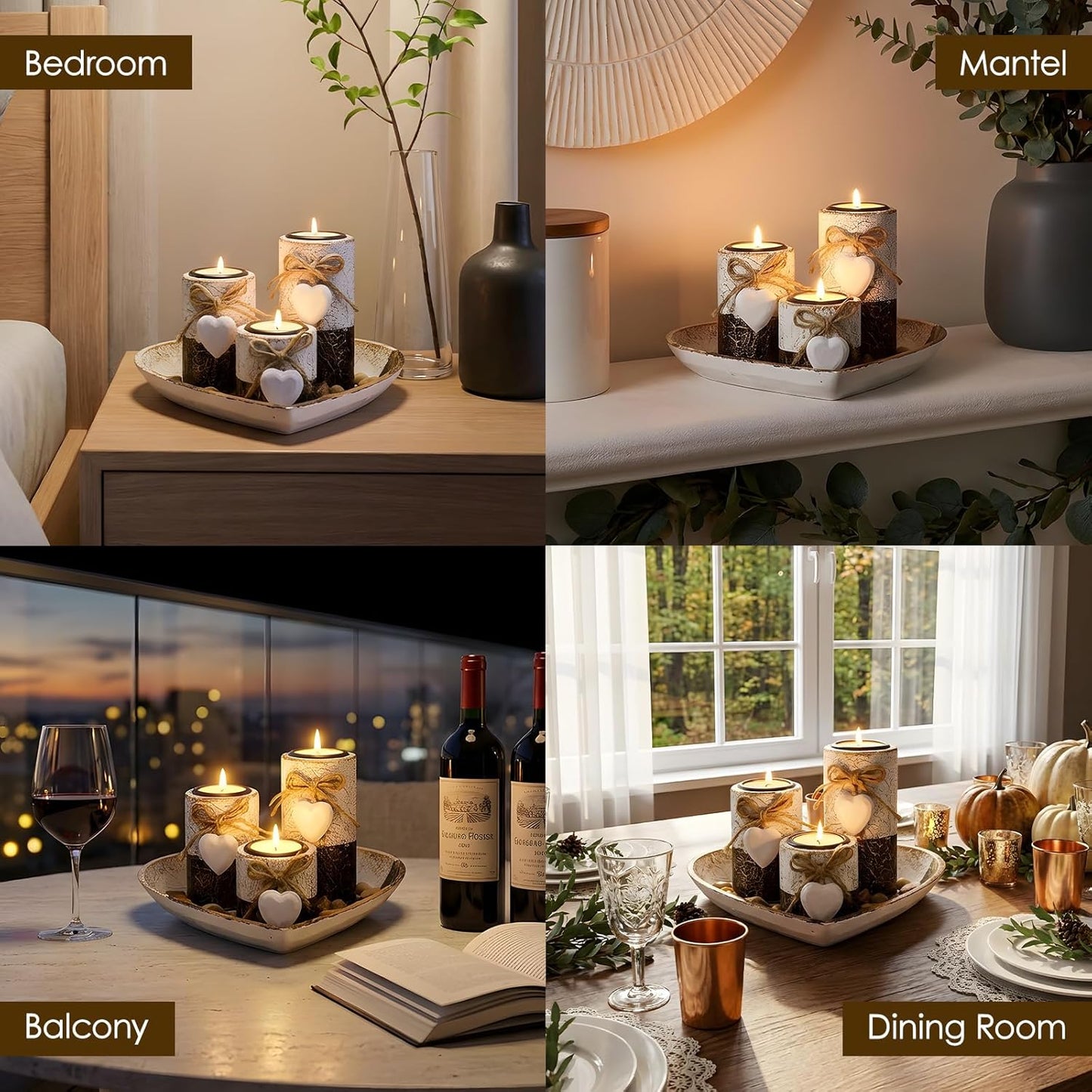 Farmhouse Candle Holders Wooden Pillar Candle Holder / Rustic / Set of 3