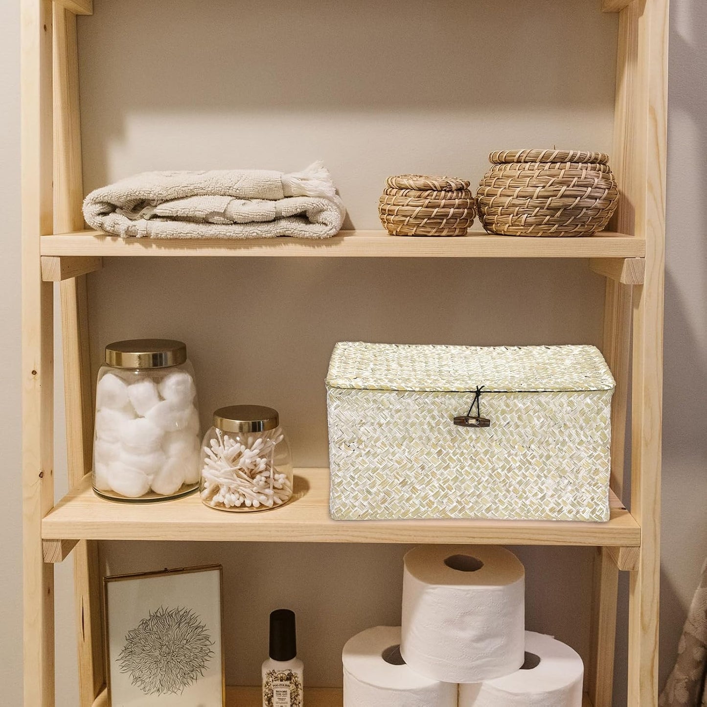 Seagrass Storage Basket Bins / Medium / Whitewash