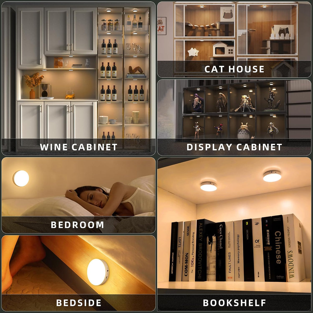 Puck Lights with Remote Control,Under Cabinet Lighting,Warm White,9 pcs | Stick On Lights,Magnetic,Cordless,1200mAh