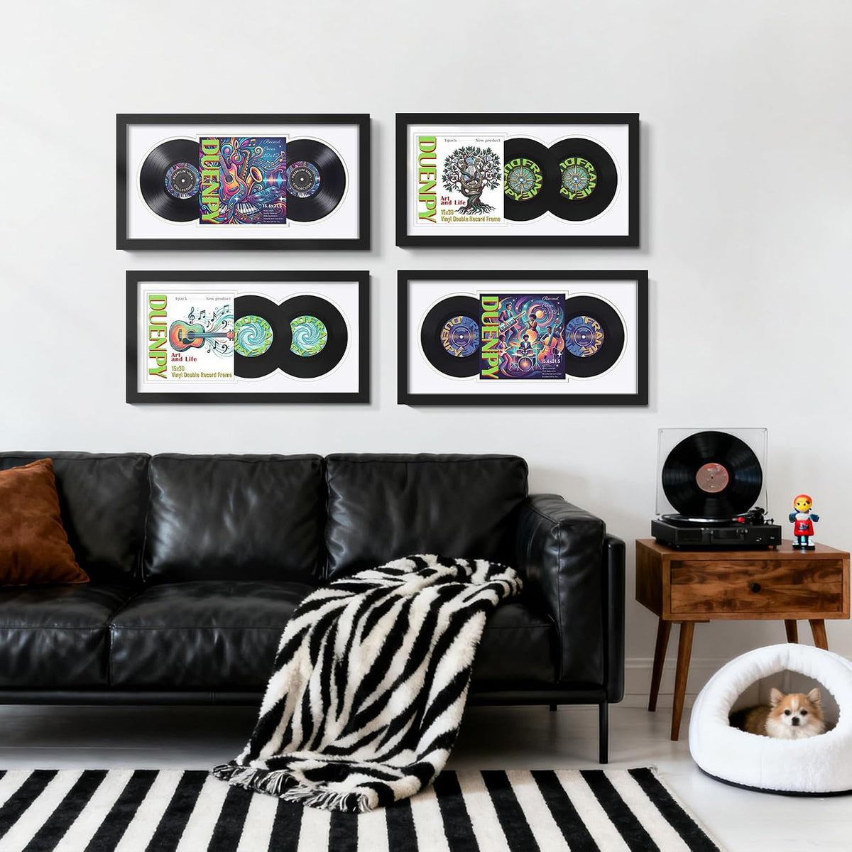 DUENPY 15.6x31.5 Vinyl Frame For 12.5x12.5 Cover White Mat | Displays 12.5x12.5 Album Cover Art, Supports Wall Mounting