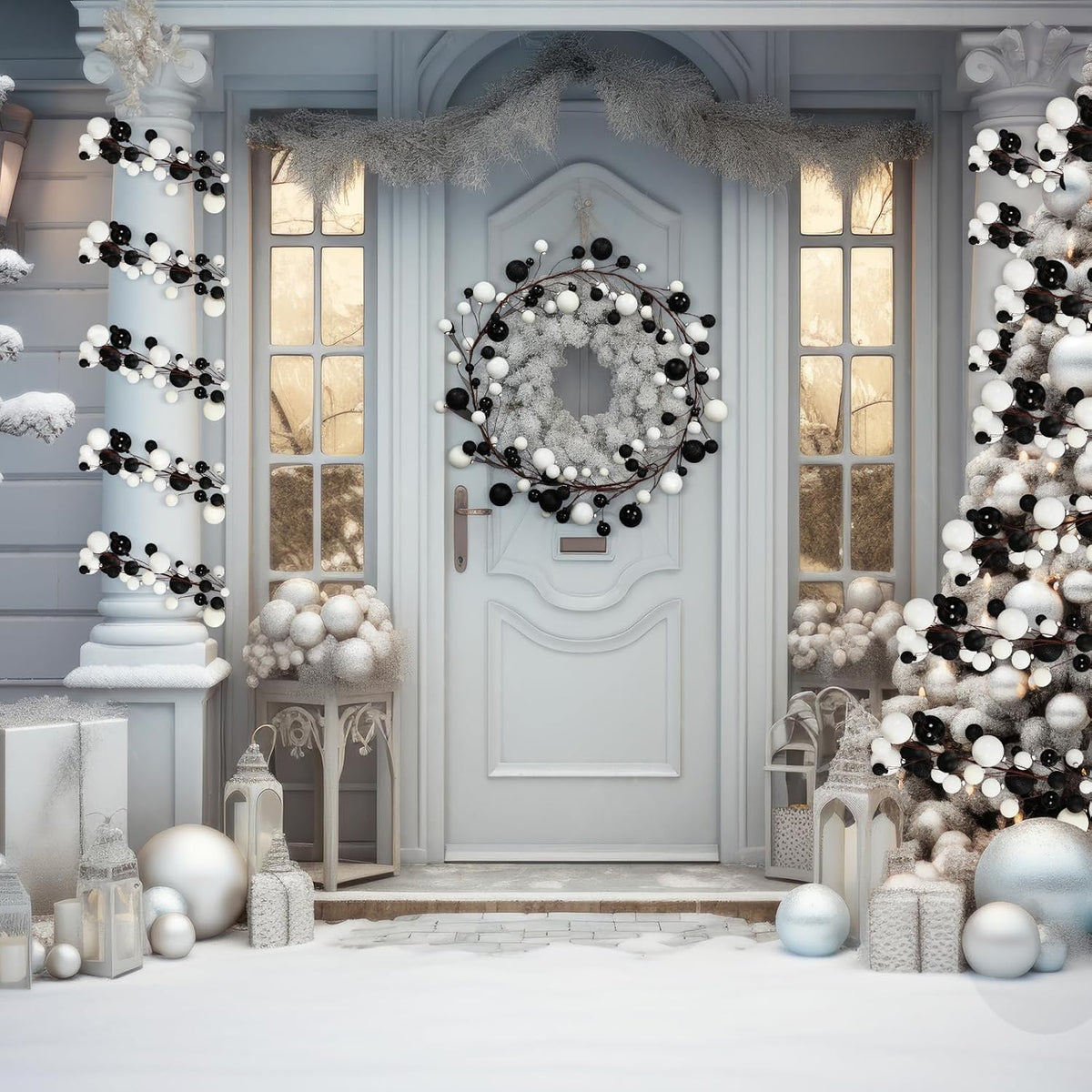 2 Pcs Christmas Ball Garland 6 ft Ball Ornaments Christmas Bulb Garland Xmas Tree Bauble Decorations for Party Supplies