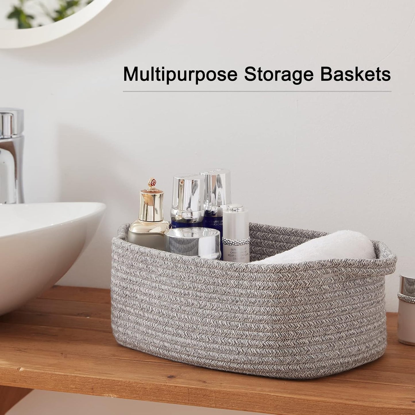 Woven Baskets for Storage / Gray Variegated / Set of 3