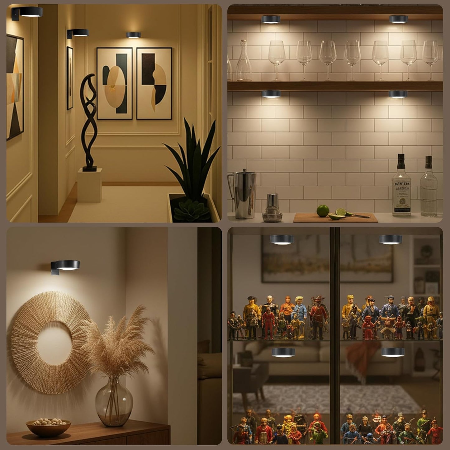 Picture Lights for Wall, Rechargeable Battery Wireless Poster Lights, Black | LED Magnetic Painting Light with Remote
