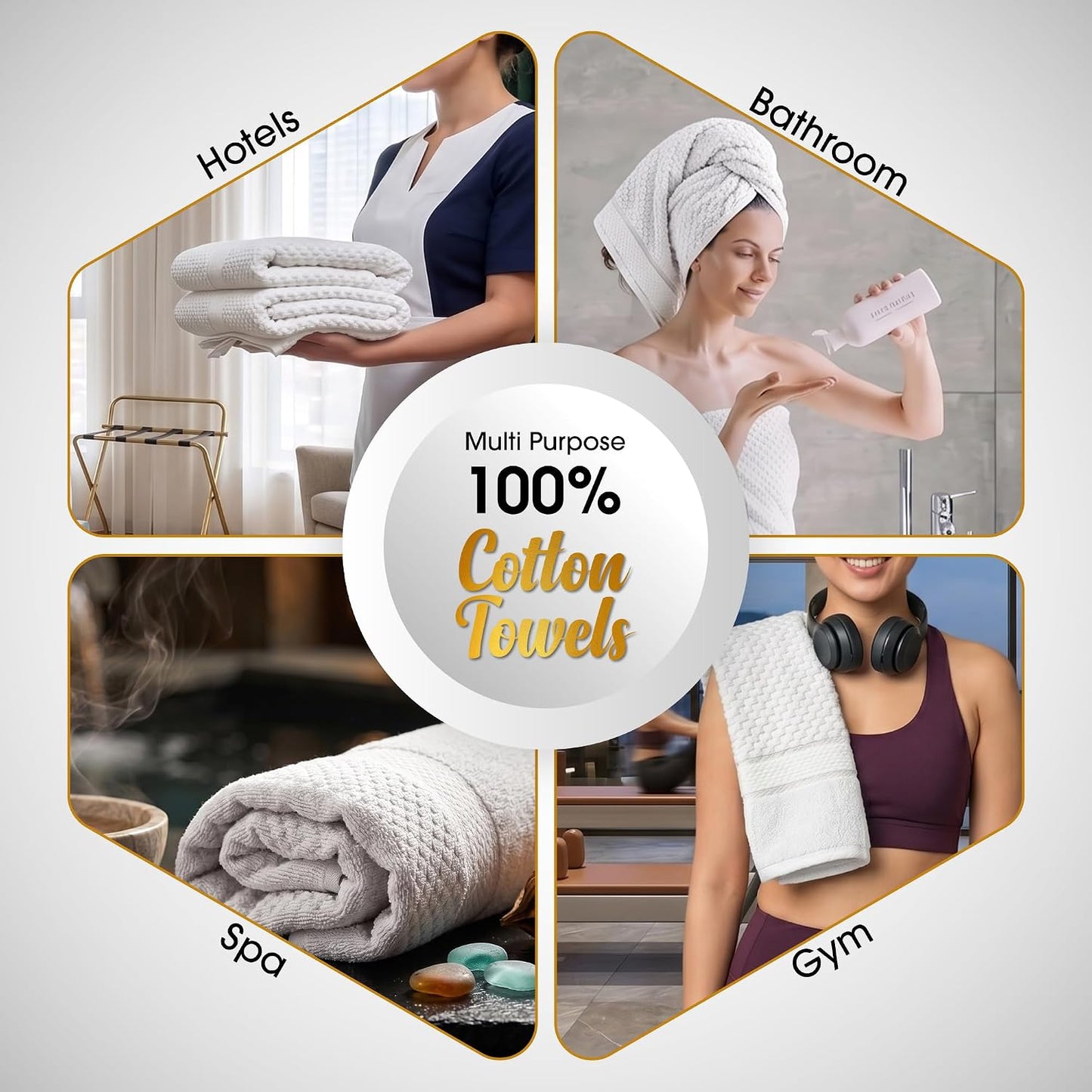 100% Cotton Hand Towels 18x28 Inches, Popcorn Textured, Soft & Absorbent, Quick Dry, Set of 8, Sky Blue