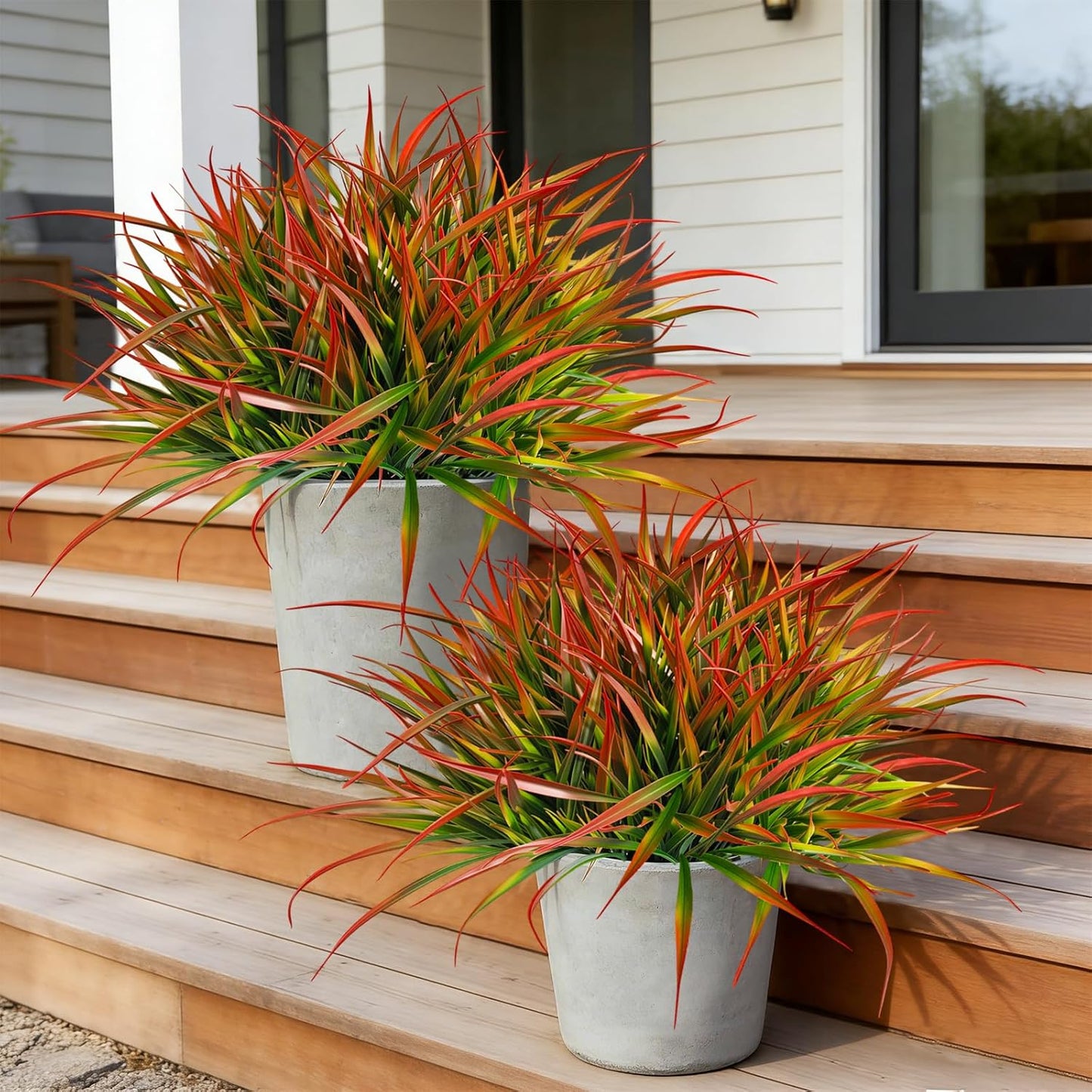 Artificial Plants Outdoor Fake Grass UV Resistant Faux Outdoor Plant / Red / Set of 20