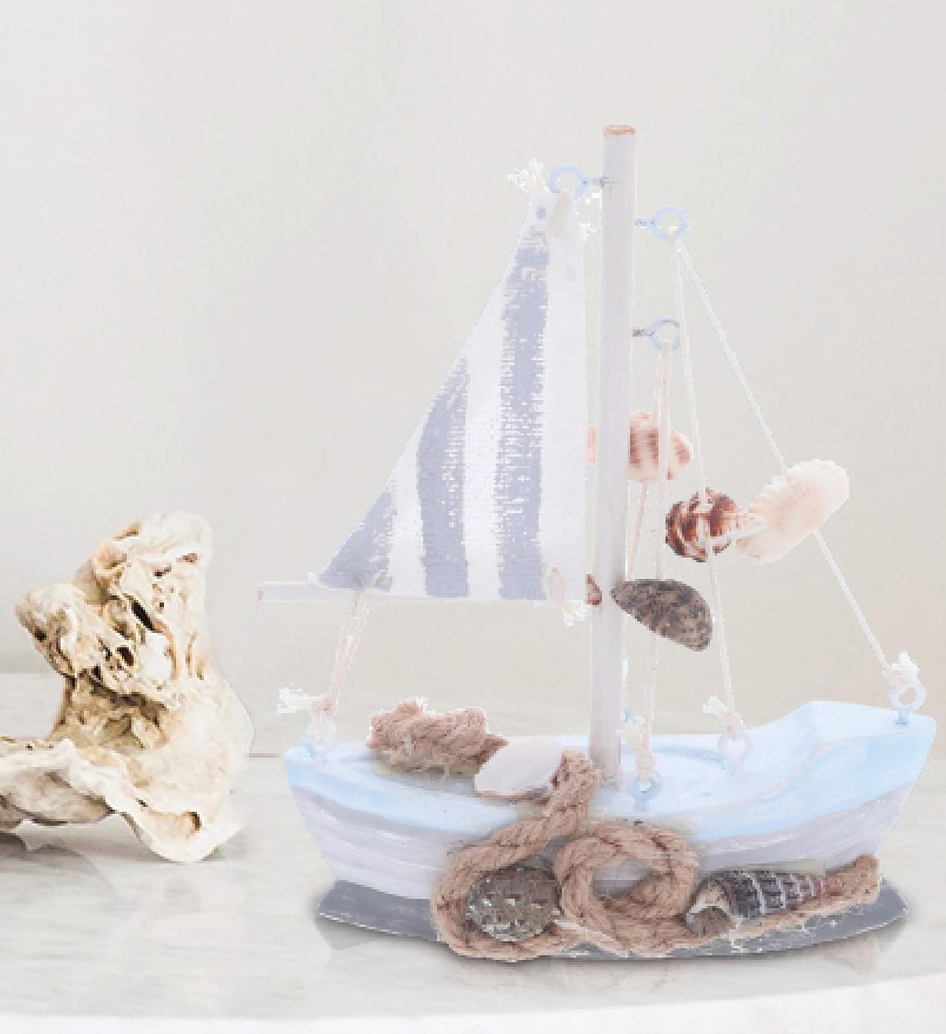 Mini Moonlight Wooden Sailboat Decor