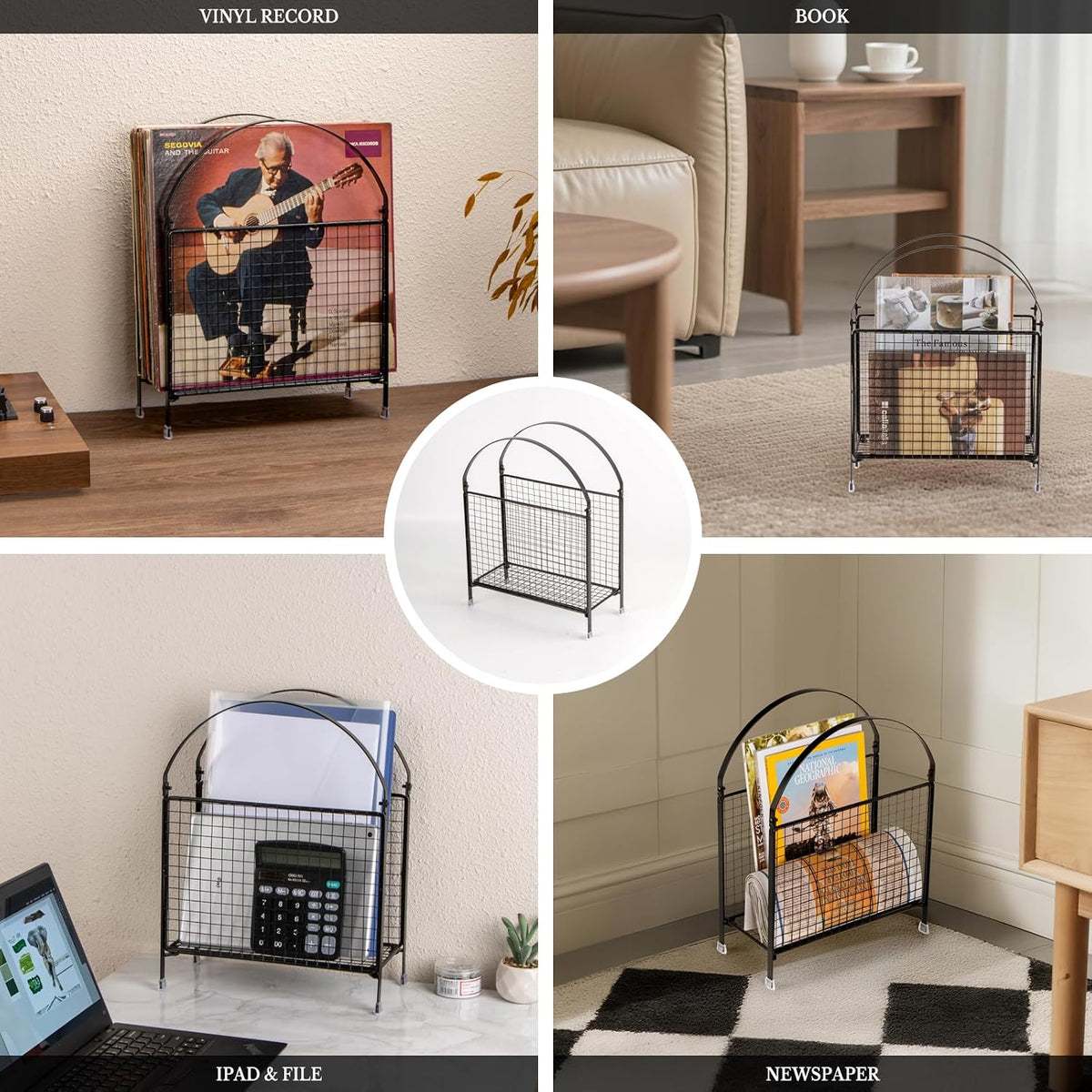 Freestanding Magazine Holder, Metal Magazine Rack Floor Stand | Modern Touch Handbag Design, for Magazine, Newspaper