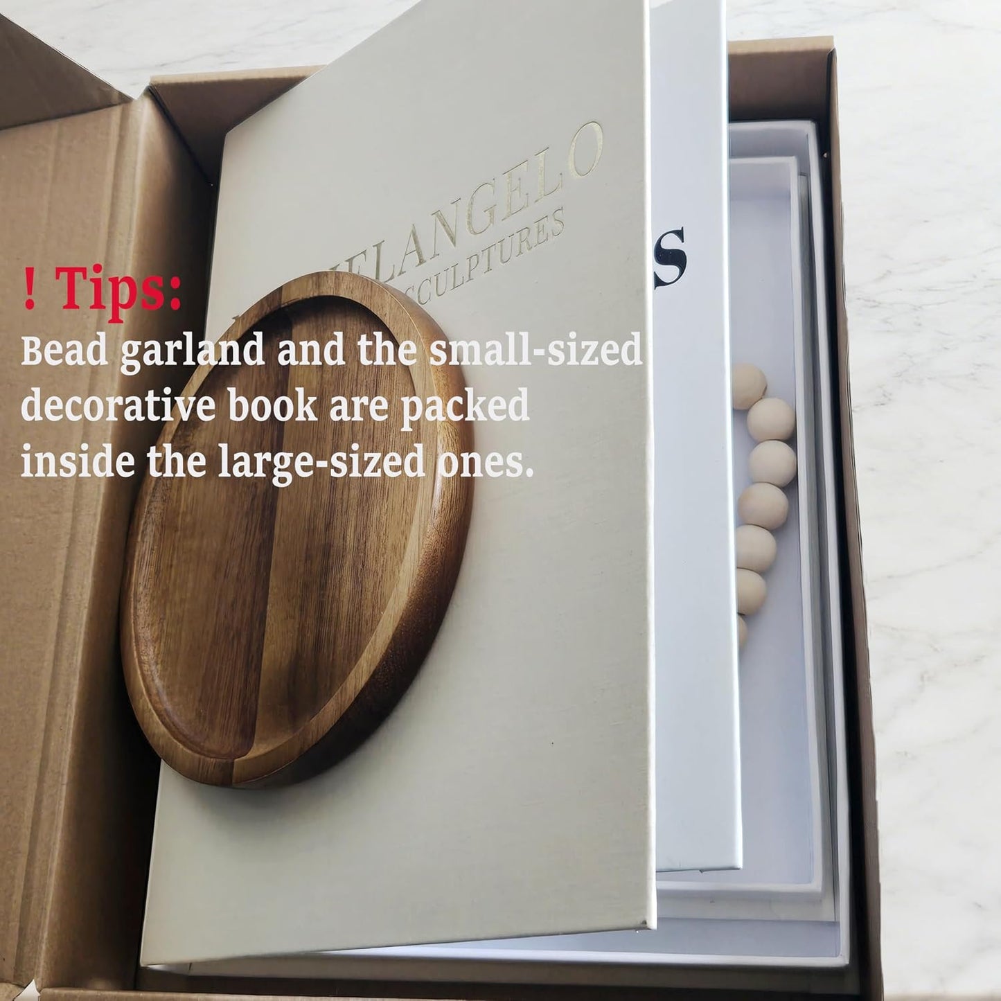 Wood Tray / 2 Linen Fake Book Boxes