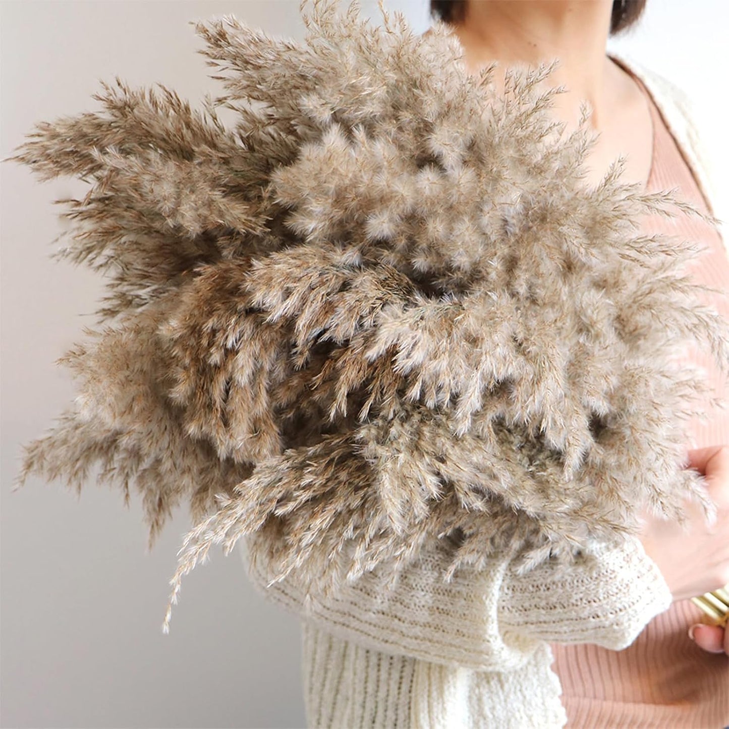 Tall Fluffy Pompas Grass for Floor Vase / 30brown - 17 Inch / Natural / 17 Inch
