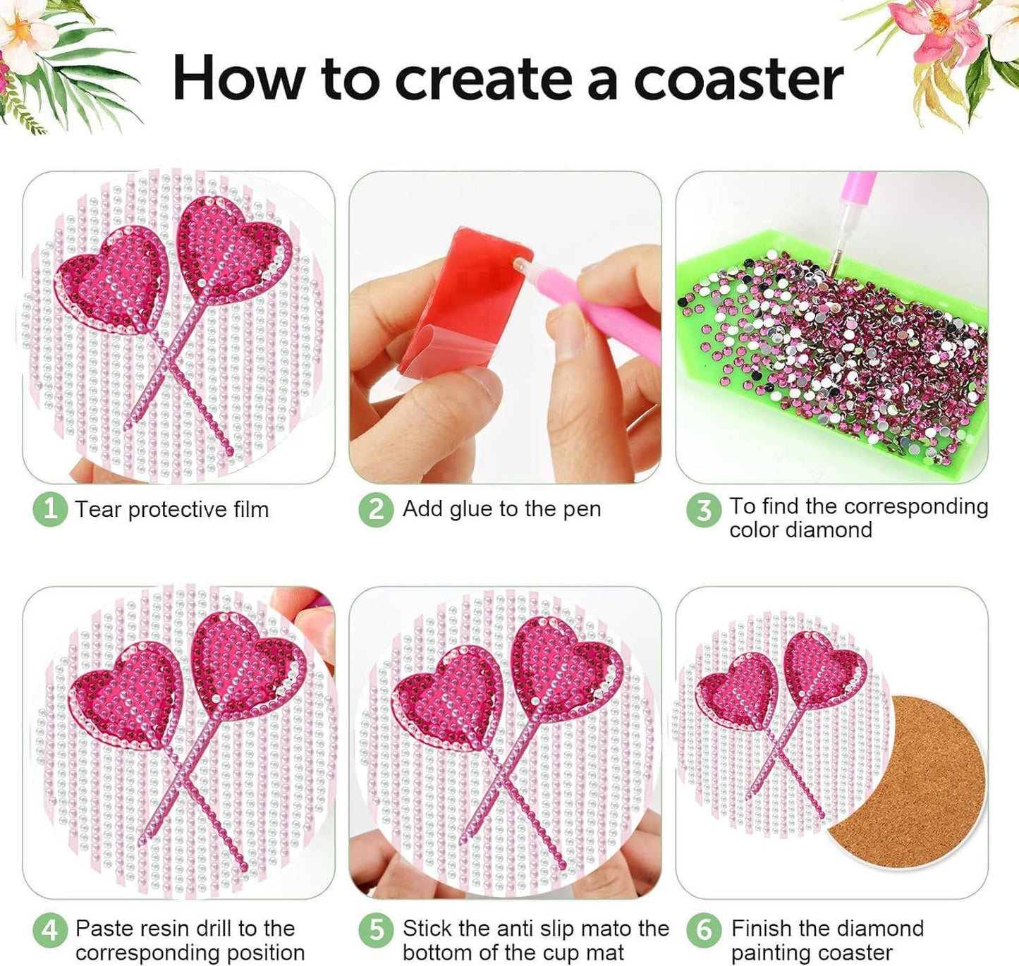 Holder Cork Pads / Pink / Set of 8