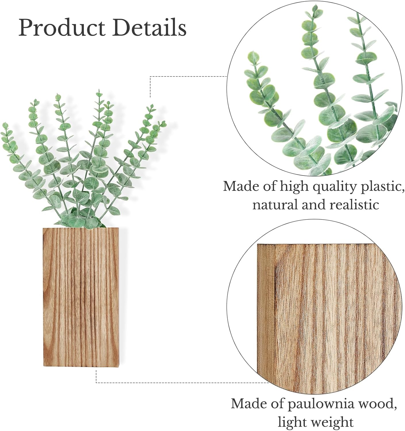 Wood Wall Planter Vase / Natural / Medium / Set of 2