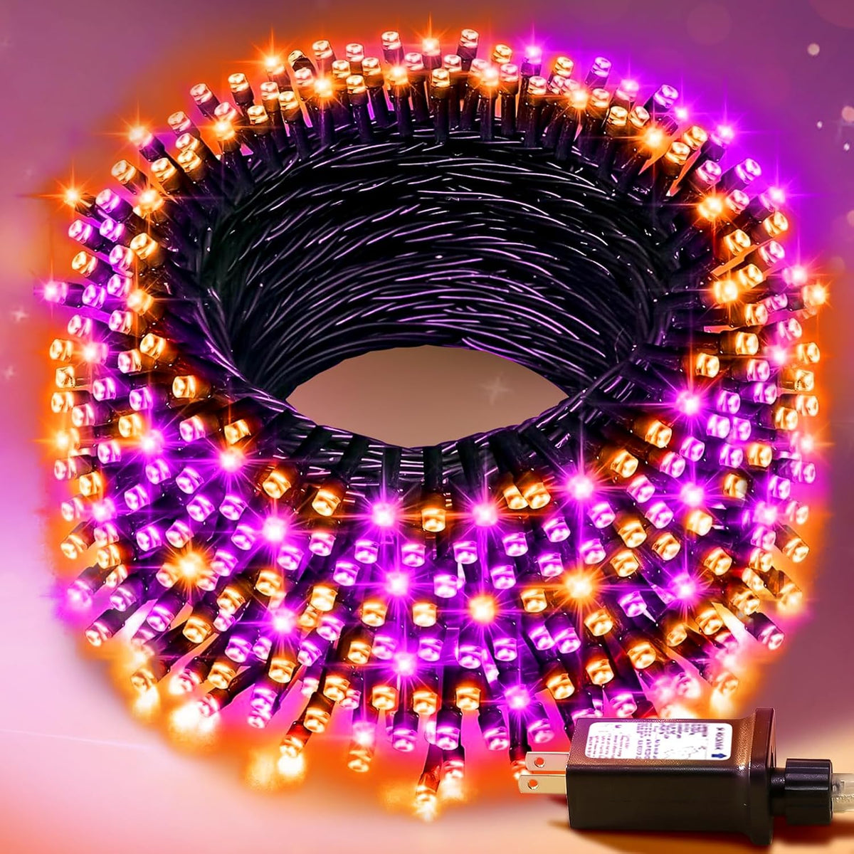 Nisocy 100FT Purple and Orange Halloween String Lights