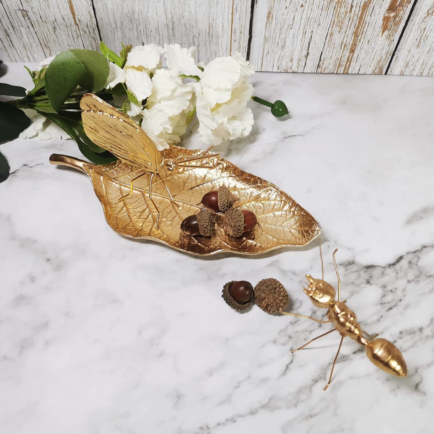 Metal Trinket Dish Leaf Shaped Ring Holder Jewelry Organizer Vanity Dish Tray / Single Mango Leaf