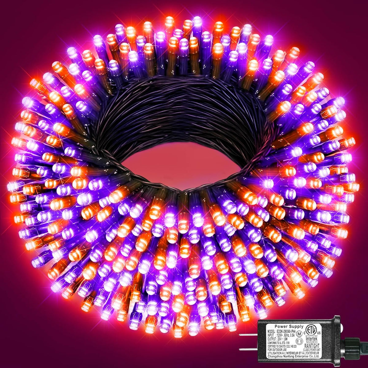 Orange and Purple Halloween Lights, 100FT 300 LED Outdoor String Lights