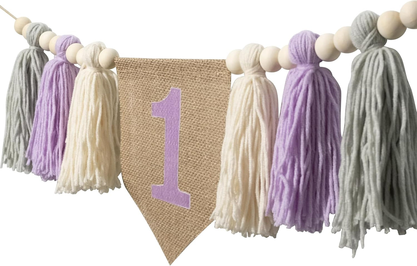 Wood Bead Tassel Garland / Purple