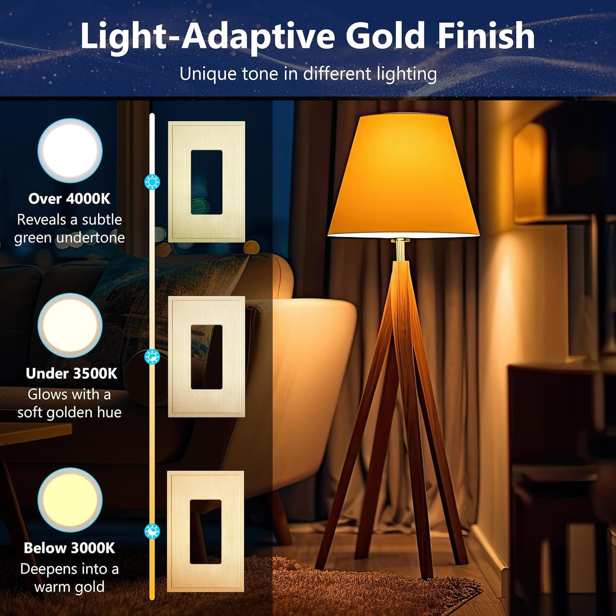 LIDER Modern Ogee Edge Screwless Wall Plate, Mid-Size 1-Gang Decorator Cover 4.88” x 3.11”, Contemporary Decor Style