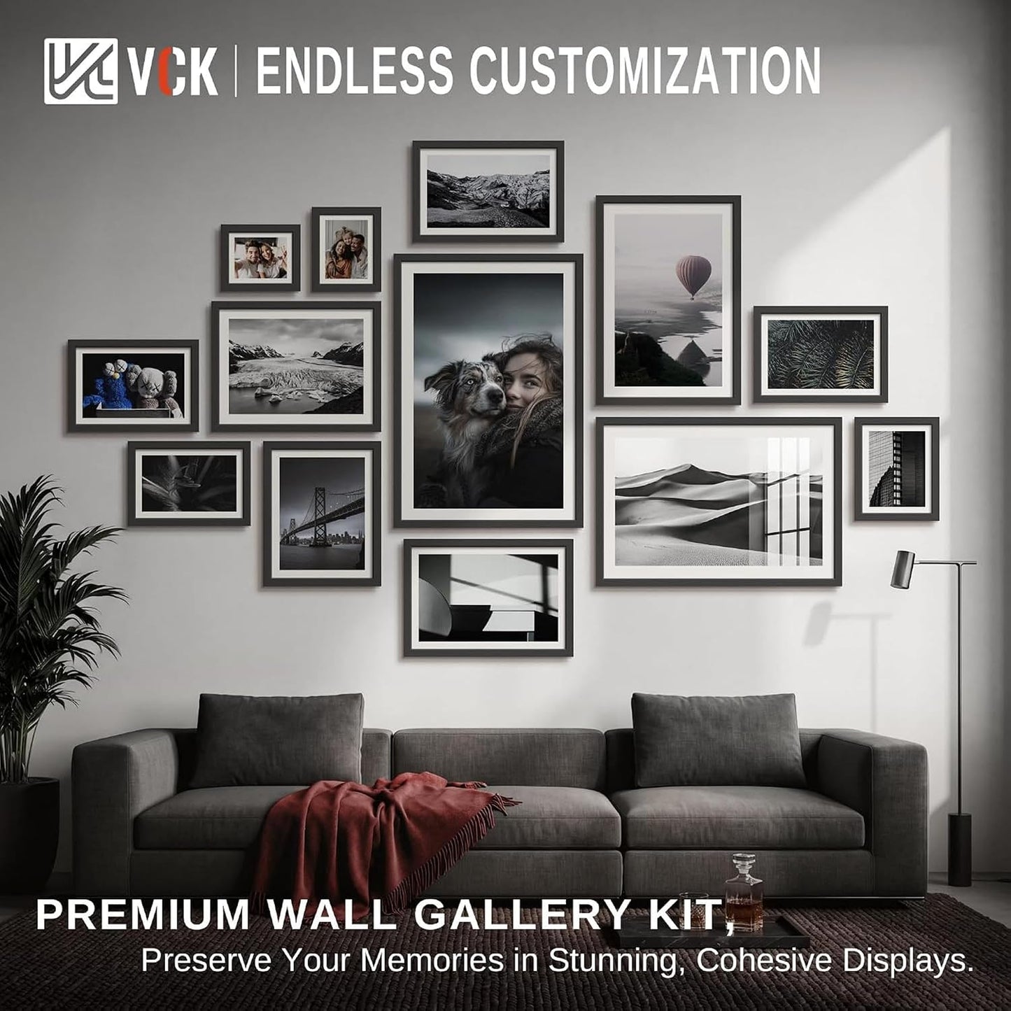 VCK 11x17 Picture Frame Set of 3, Black Wood Frames, Gallery Wall Decor Photo Frames for Wall Mounting Horizontally or