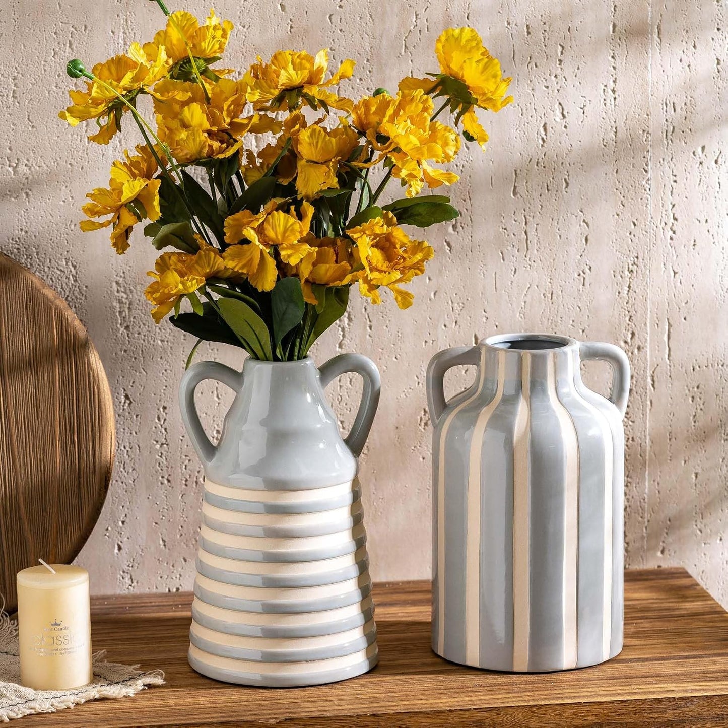 Grey Ceramic Vase / Grey and White 1