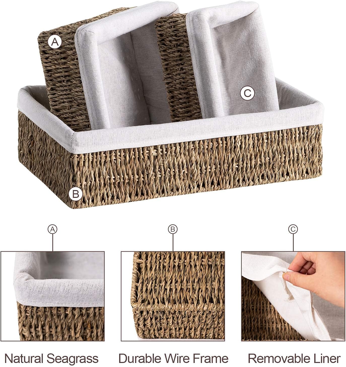 Hand-woven Nesting Wicker Baskets Set / Natural