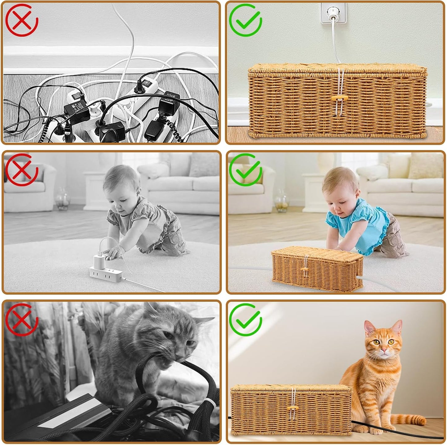 Handmade Rattan Cable Organizer / Set of 2