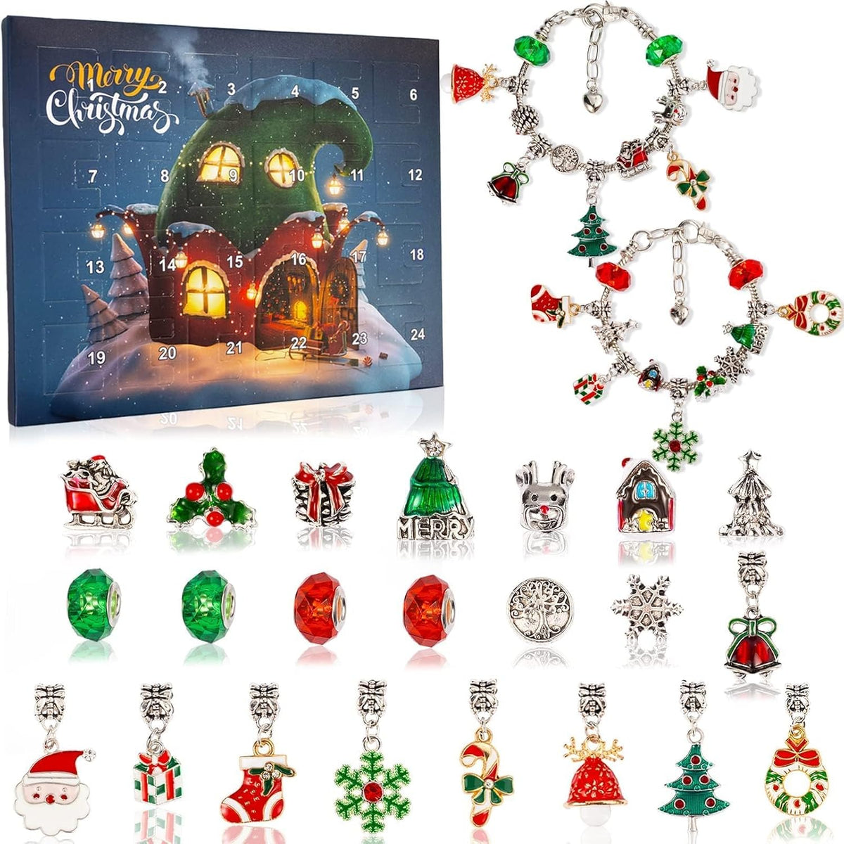 Christmas Countdown Advent Calendar Bracelets 2026 for Kids Girls Gift