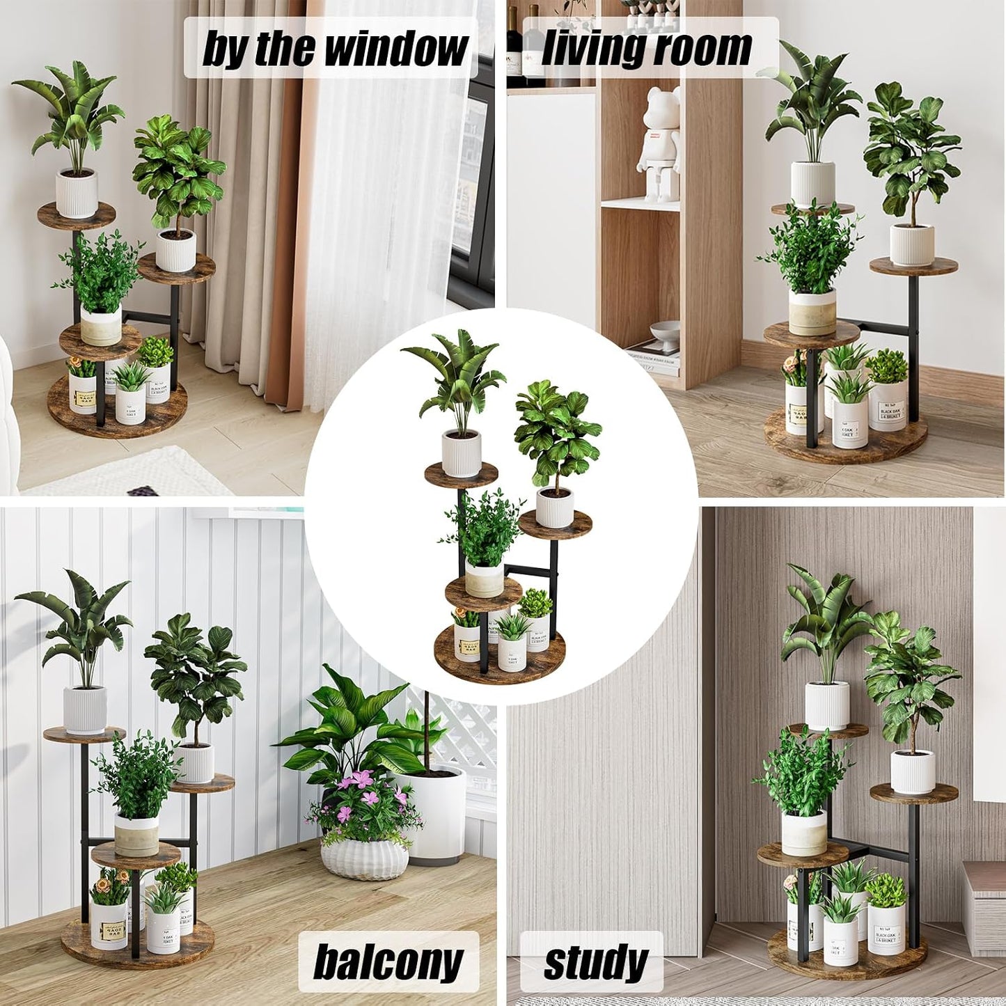 INGIORDAR 4 Tier Plant Stand Indoor Corner Tiered Holder Shelf Display Rack | Multiple Plants with MDF Top Board Metal