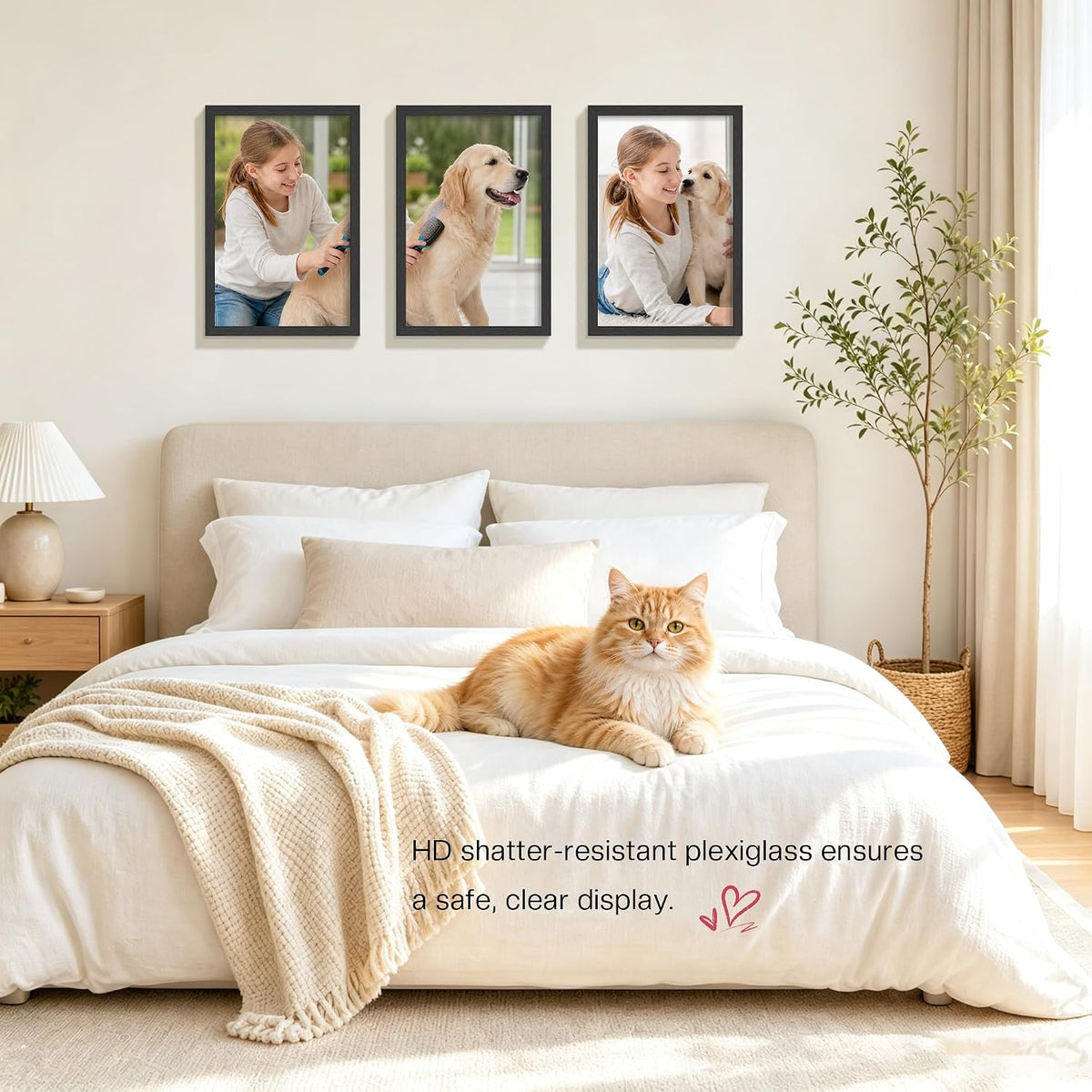 11x17 Picture Frame 3 Pack, Wall Mount Display, Black Wood Grain | Fits 11x17 Photos or Posters, Clear Shatterproof