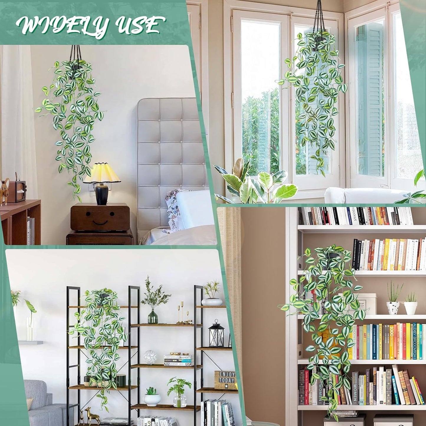 Fake Hanging Plants / Eyebrow / Green / Set of 2