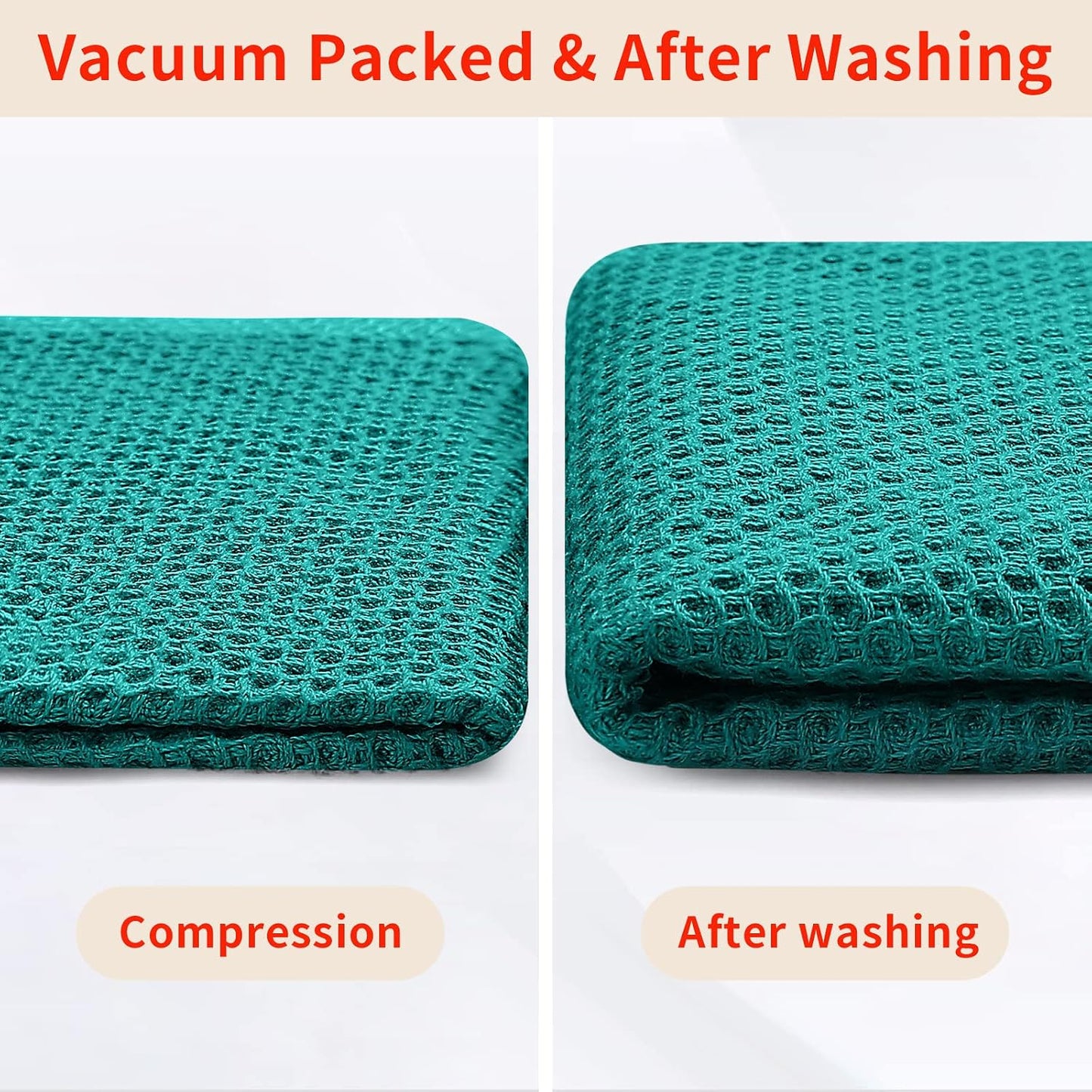Homaxy 100% Cotton Waffle Weave Kitchen Dish Towels 12-Pack, Teal | 13 x 28 Inches, Ultra Soft Absorbent Dish Towels