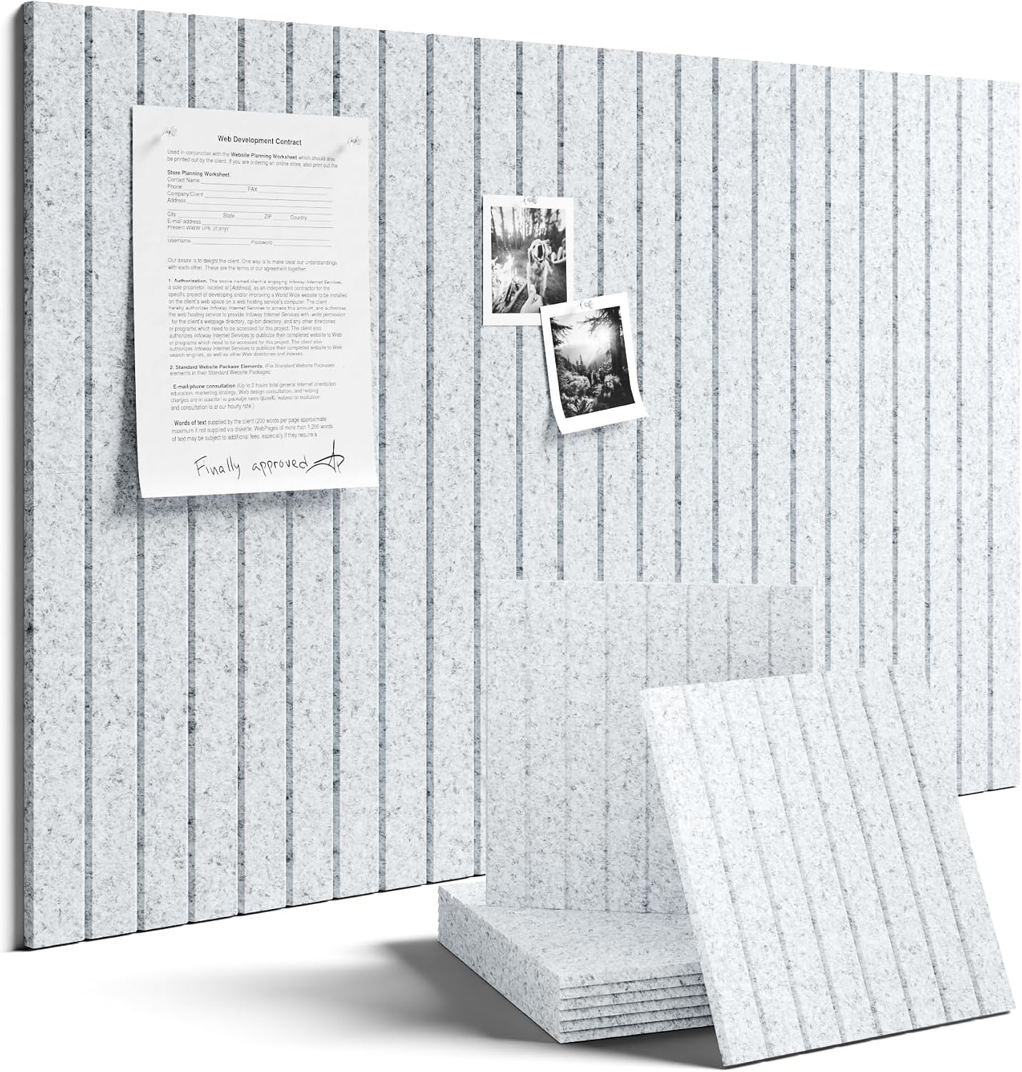 Fluxynara 36" x 24" Large Felt Bulletin Board, Light Gray