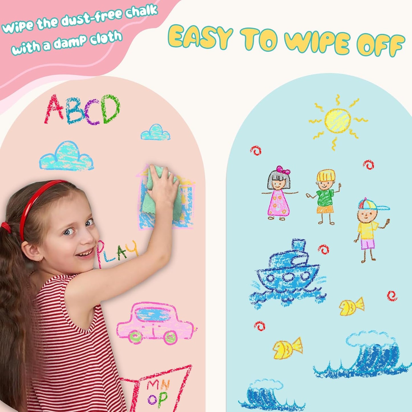 Magnetic Wall Decals for Playroom Magnetic Chalkboard / Pink & Blue / Set of 2
