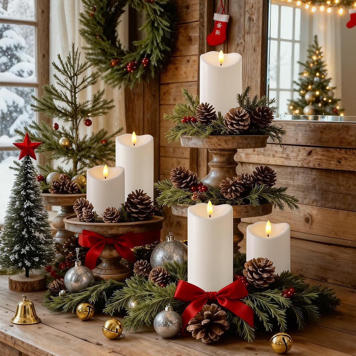 Raycare Outdoor Waterproof Flameless LED Pillar Candles with Remote Timer | Battery Operated Fake Pillar Candle