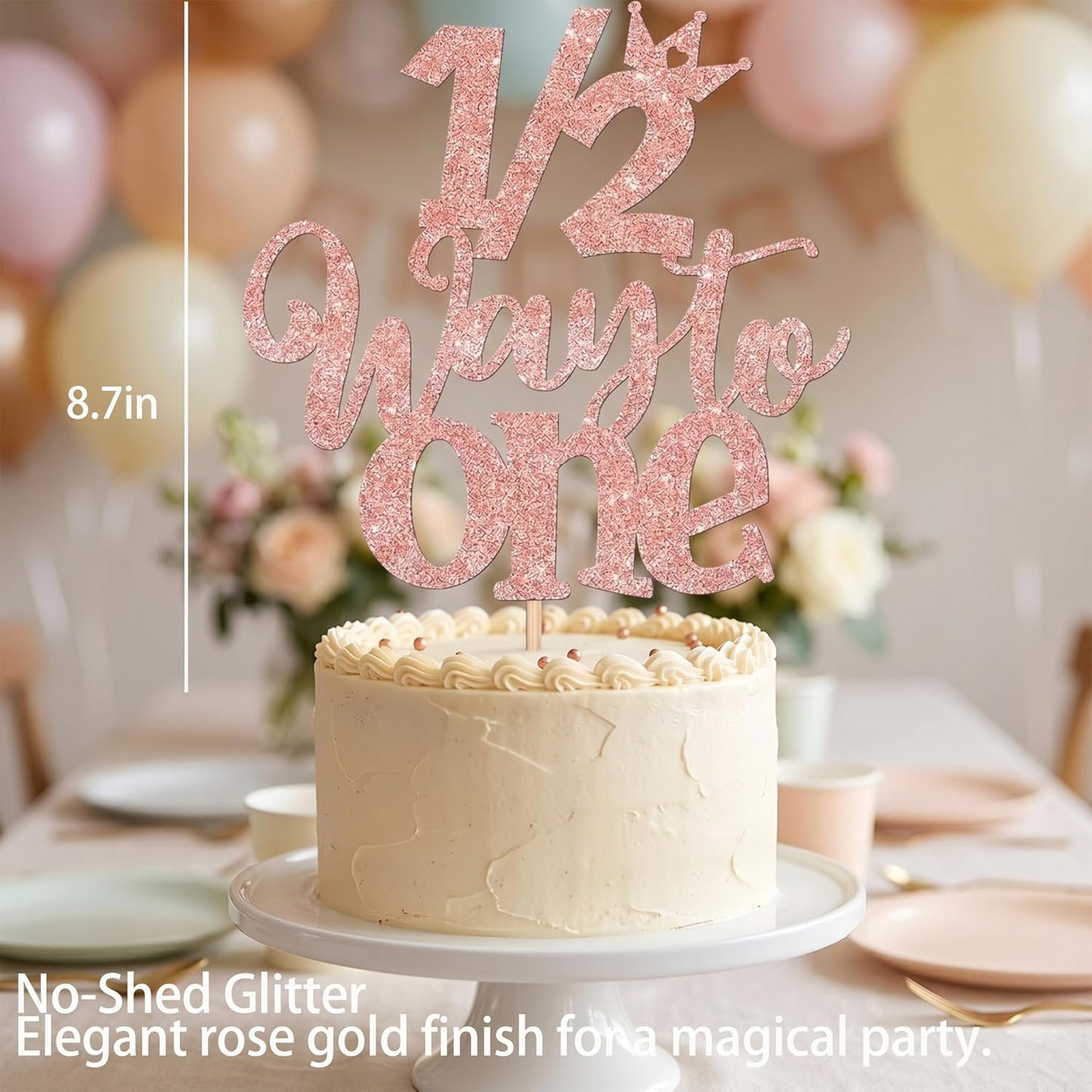 1/2 High Chair Banner & Cone Hat Cake Topper Birthday Girl Half Birthday Decorations / Pink & Khaki