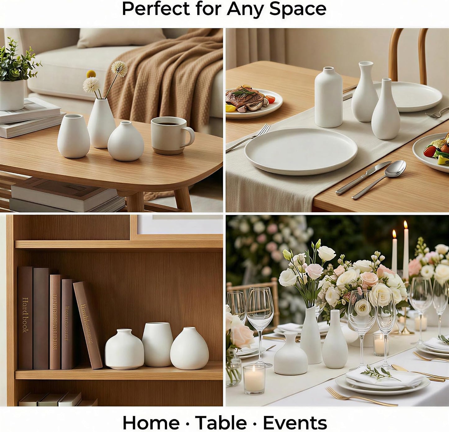Small Ceramic Vase / White - 11-piece Set / Set of 11