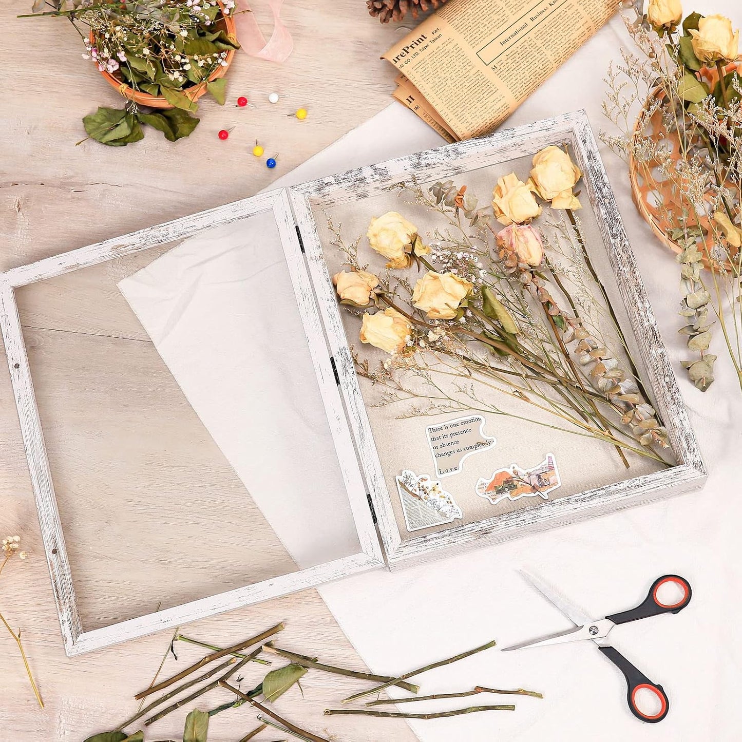 Califortree 12x16 Large Shadow Box Frame with Linen Back - Plexiglass Cover, Sturdy Rustic Memory Display Case of
