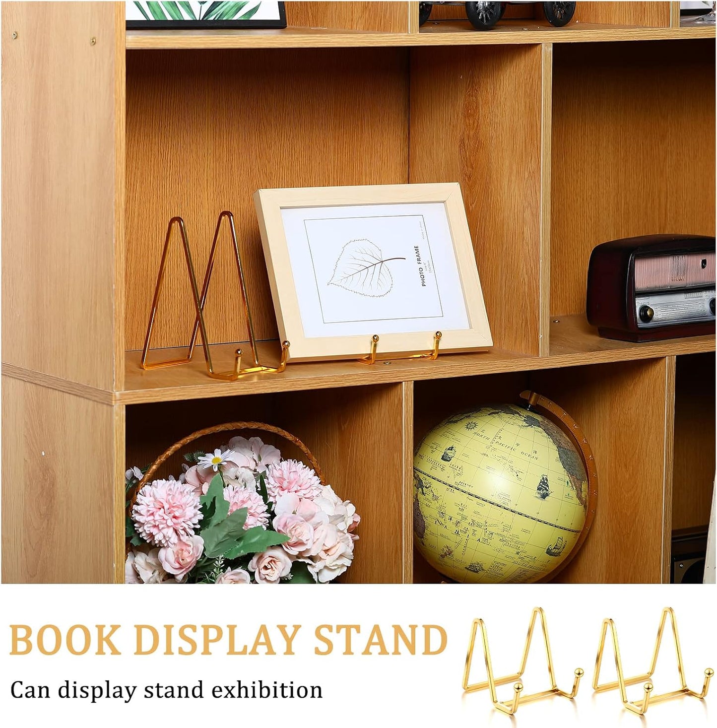 Plate Holder Easel Display Stand Metal Book Display Stand Tabletop / 3 Inch / Gold / Set of 12