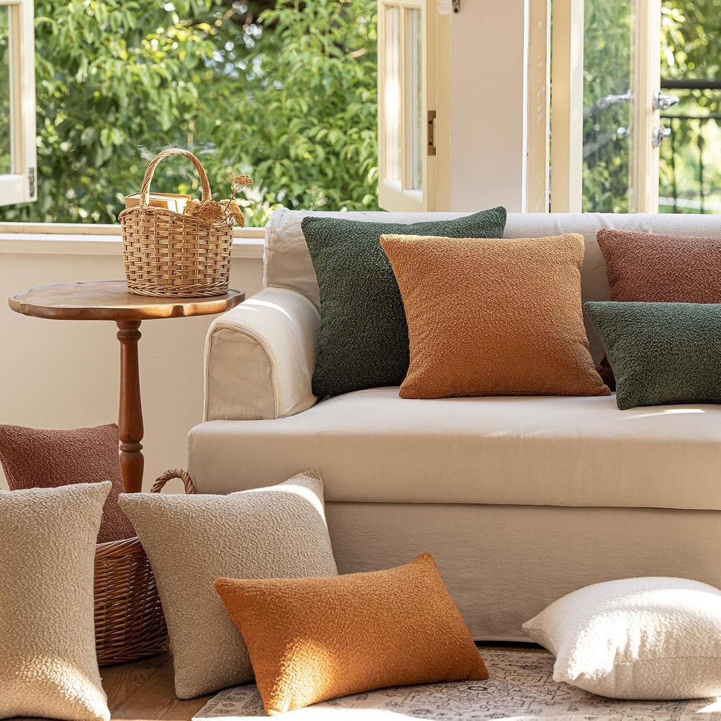 Decorative Throw Pillow Covers / Olive Green / 18 x 18 / Set of 2