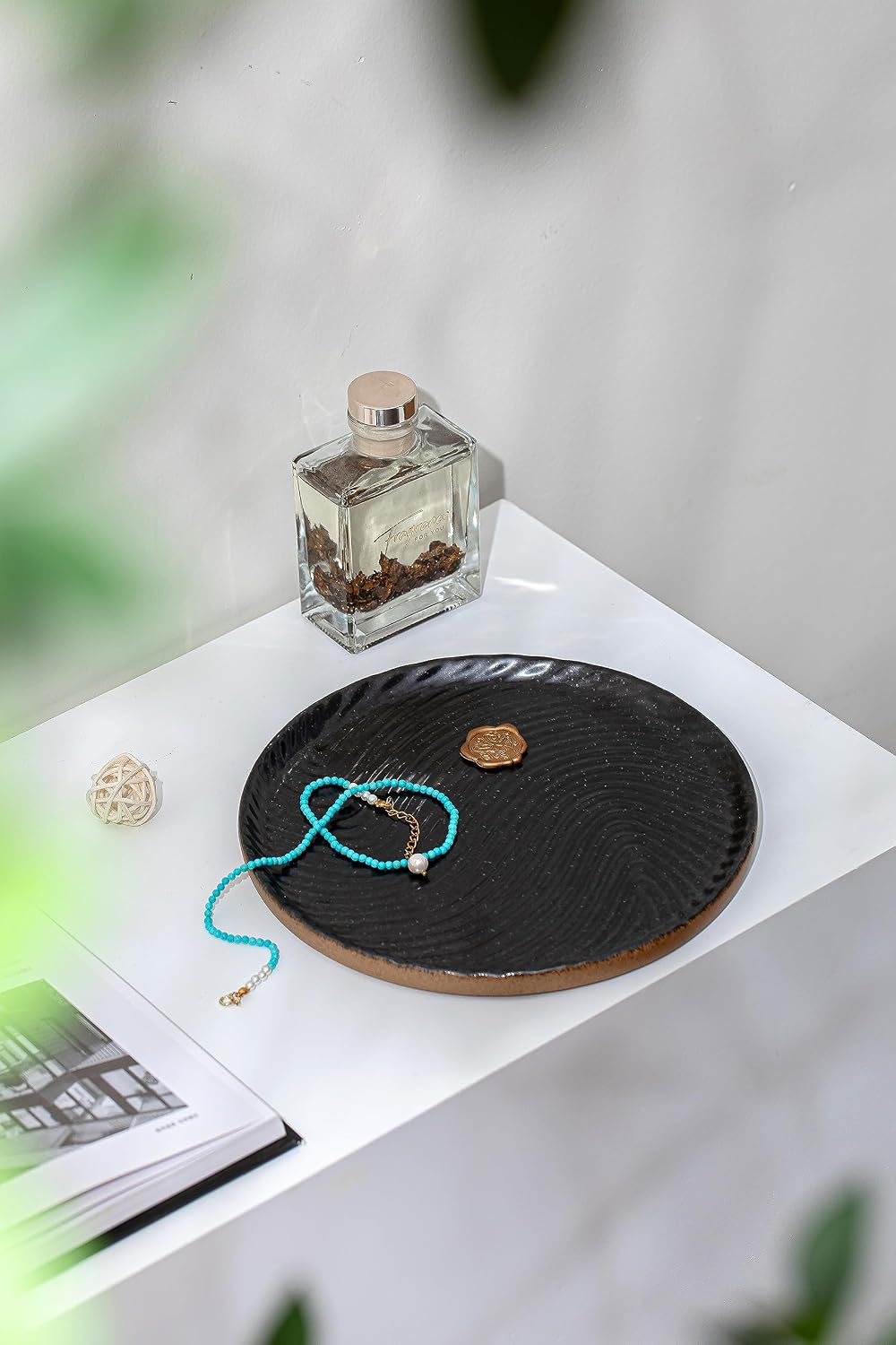 Vanity Tray / Candle & Perfume Organizer / Black / 8 Inch / Set of 8