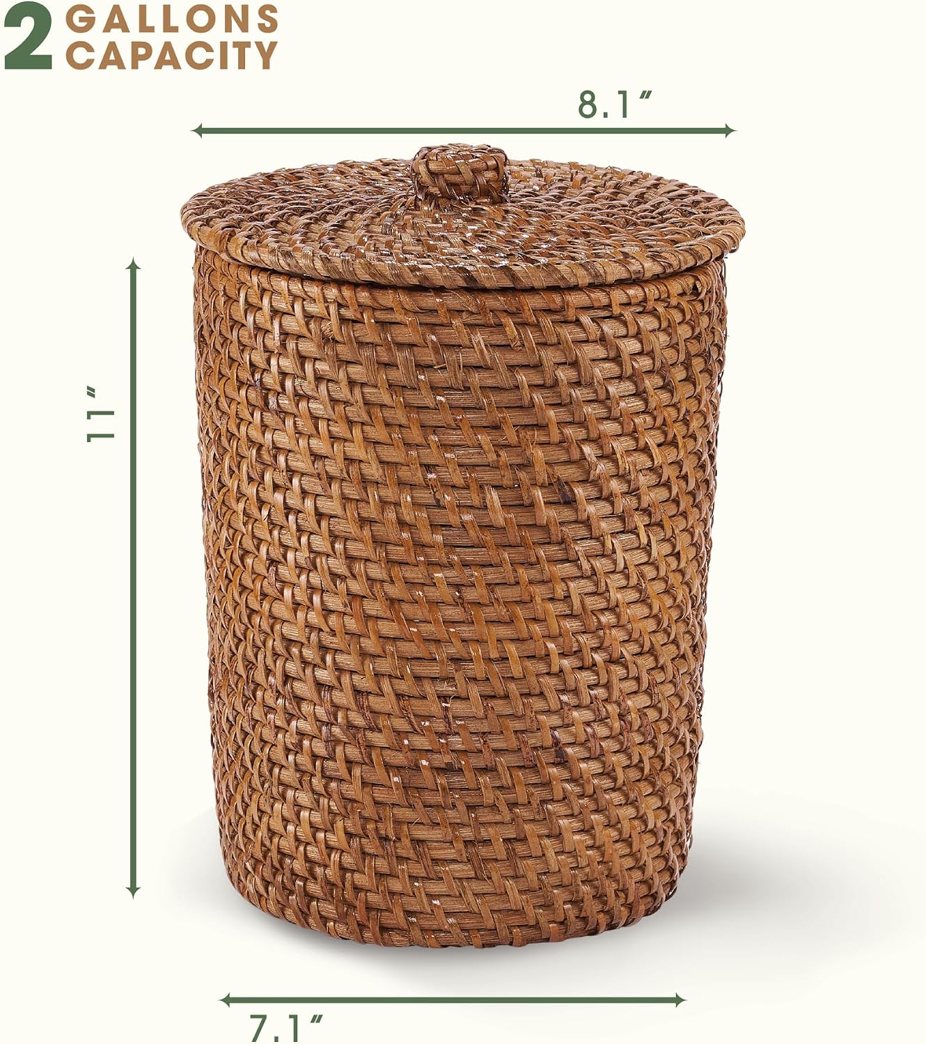 Wicker Trash Can / Brown / 2 Gallon